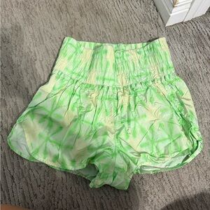 FP Movement by Free People Green Tie-Dye Athletic Shorts